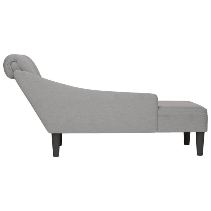 Fauteuil long avec coussin et accoudoir droit gris nuage tissu - Photo n°5