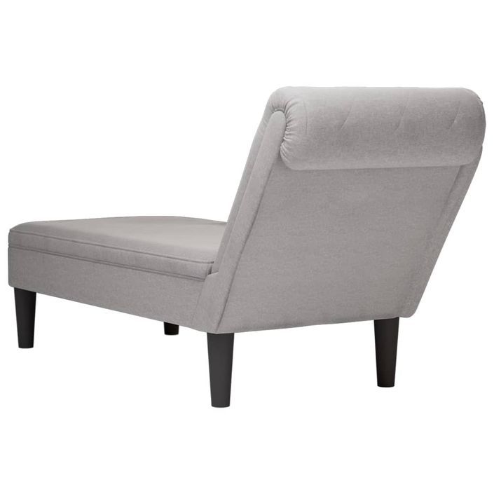 Fauteuil long avec coussin et accoudoir droit gris nuage tissu - Photo n°6