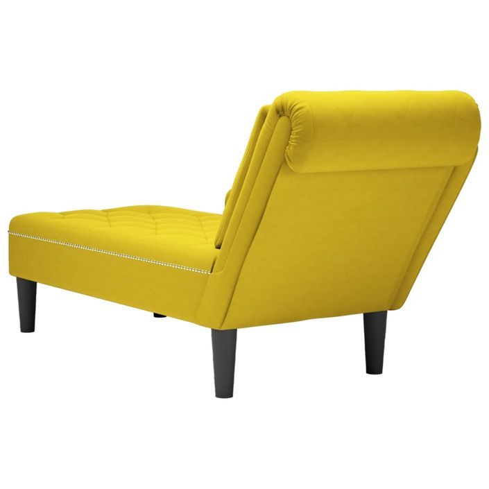 Fauteuil long avec coussin et accoudoir droit jaune velours - Photo n°6