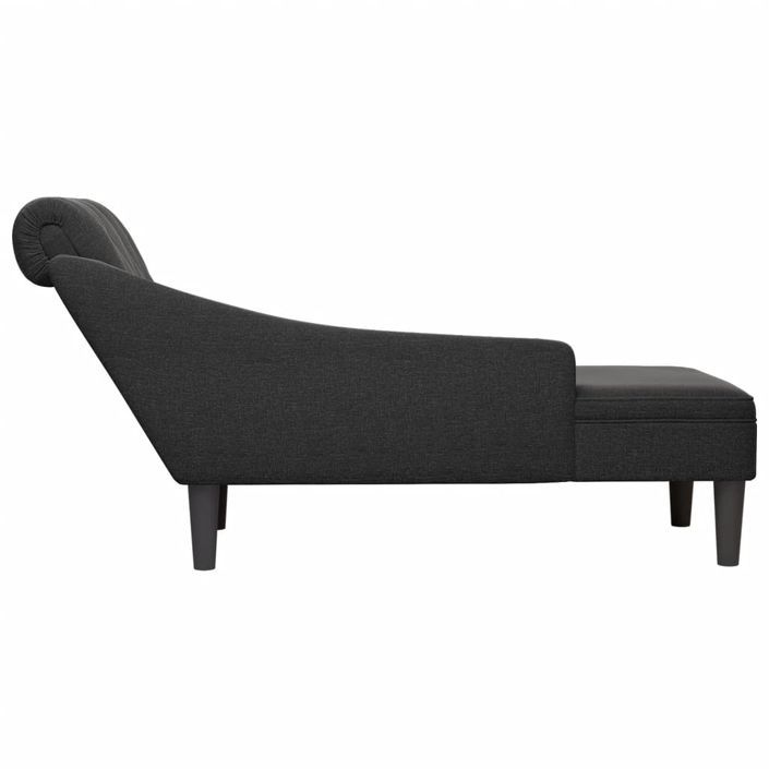 Fauteuil long avec coussin et accoudoir droit noir tissu - Photo n°5