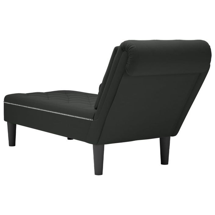 Fauteuil long avec coussin et accoudoir droit noir velours - Photo n°6