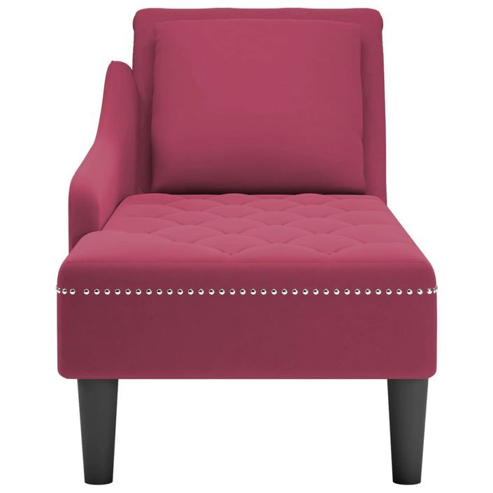 Fauteuil long avec coussin et accoudoir droit rouge bordeaux - Photo n°4