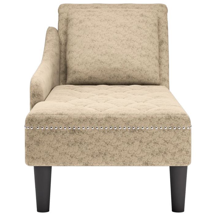 Fauteuil long et coussin/accoudoir droit gris clair simili cuir - Photo n°4