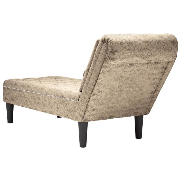 Fauteuil long et coussin/accoudoir droit gris clair simili cuir - Photo n°6