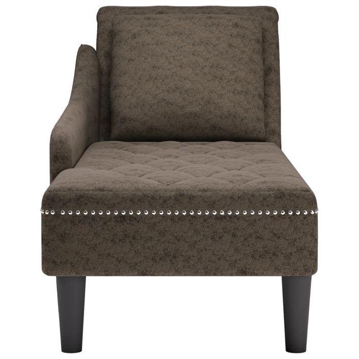 Fauteuil long et coussin/accoudoir droit gris foncé similicuir - Photo n°4