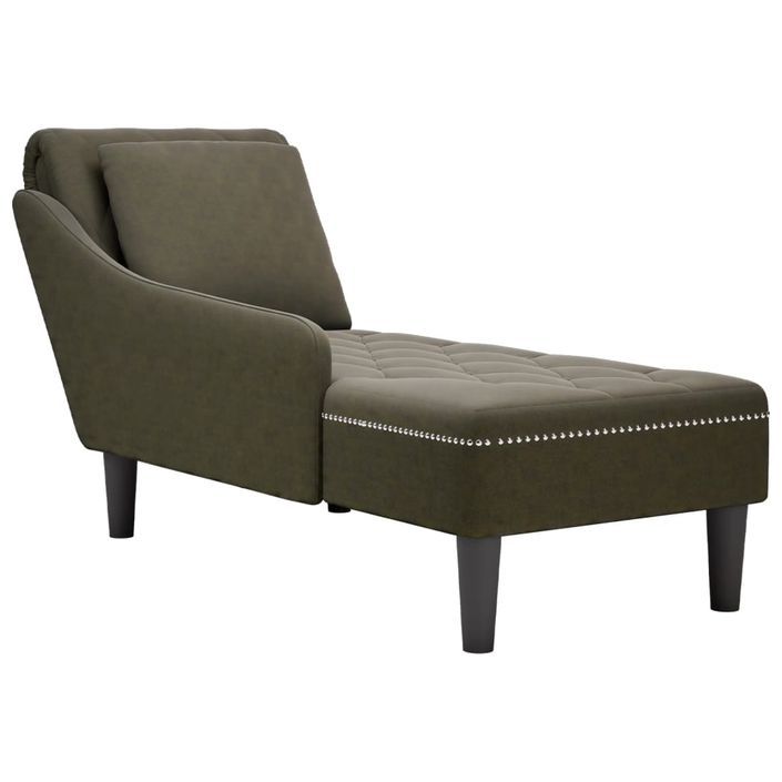 Fauteuil long et coussin/accoudoir droit vert armée similicuir - Photo n°1