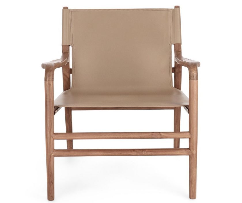 Fauteuil lounge en bois de Teck et cuir Karole – Modernité et durabilité - Photo n°2