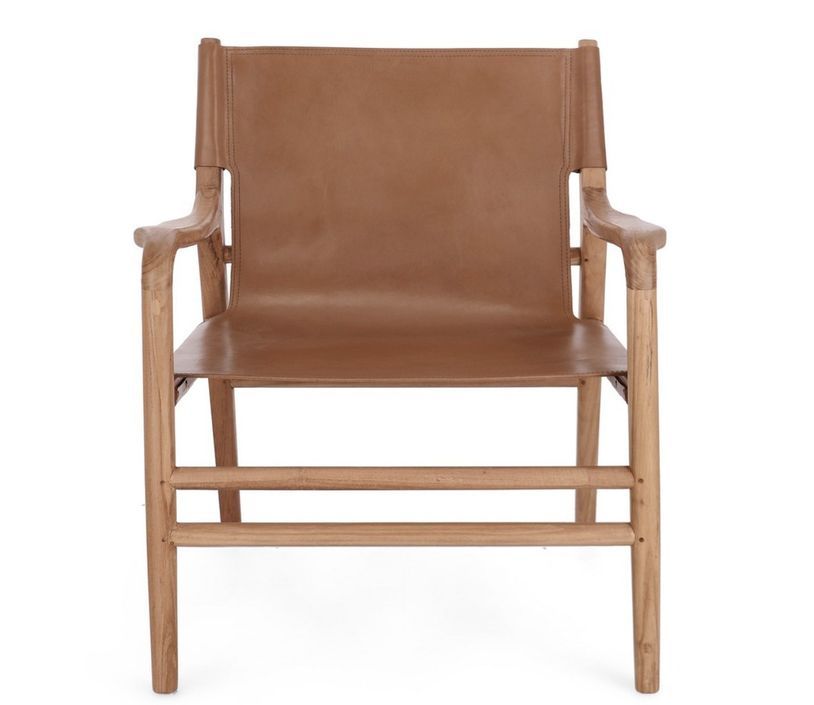 Fauteuil lounge en bois de Teck et cuir Karole – Modernité et durabilité - Photo n°2