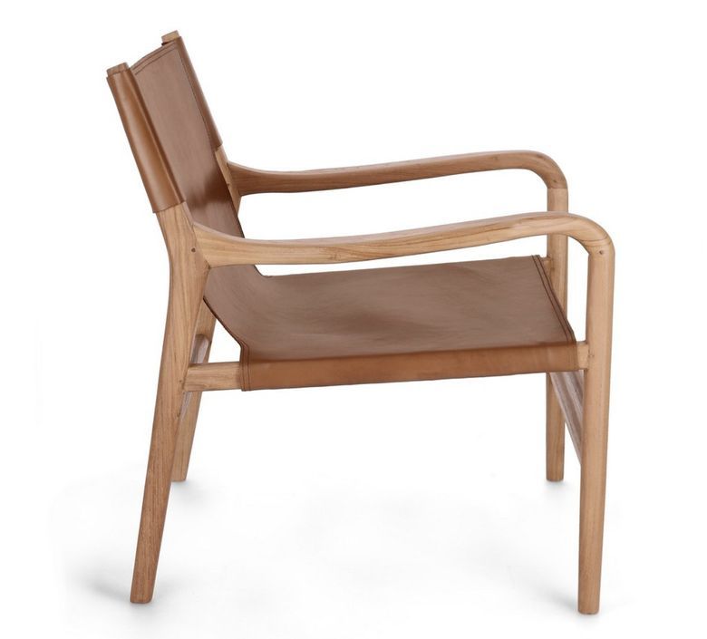 Fauteuil lounge en bois de Teck et cuir Karole – Modernité et durabilité - Photo n°3