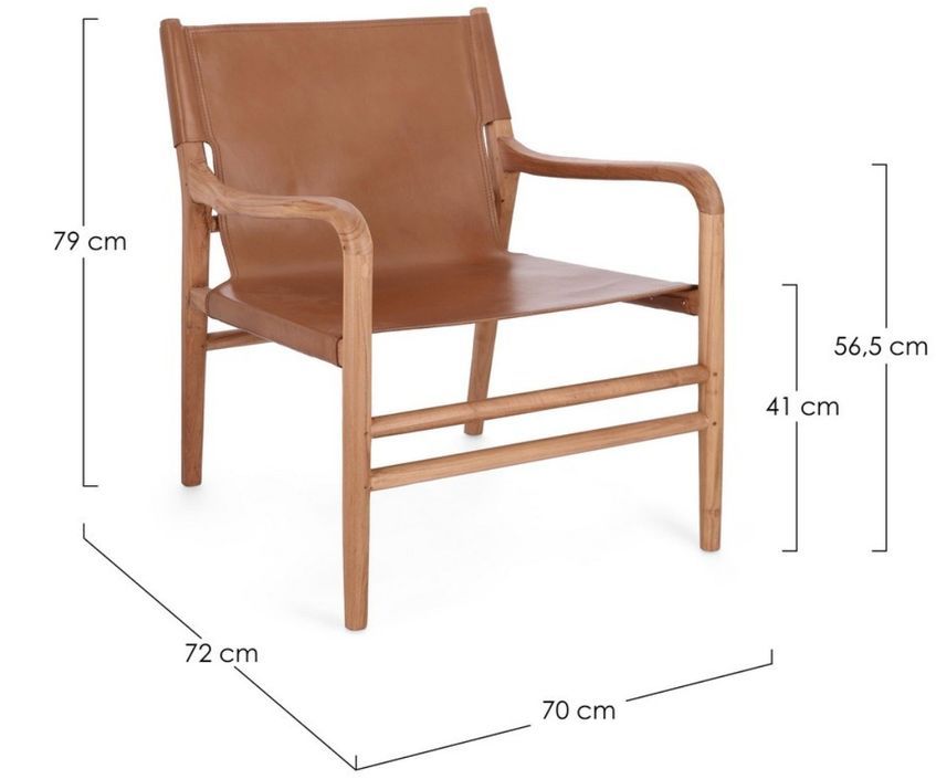 Fauteuil lounge en bois de Teck et cuir Karole – Modernité et durabilité - Photo n°5