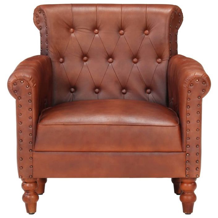 Fauteuil Marron Cuir de chèvre véritable - Photo n°3