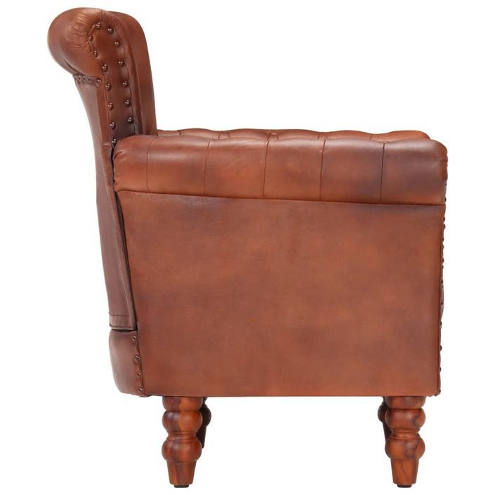 Fauteuil Marron Cuir de chèvre véritable - Photo n°4