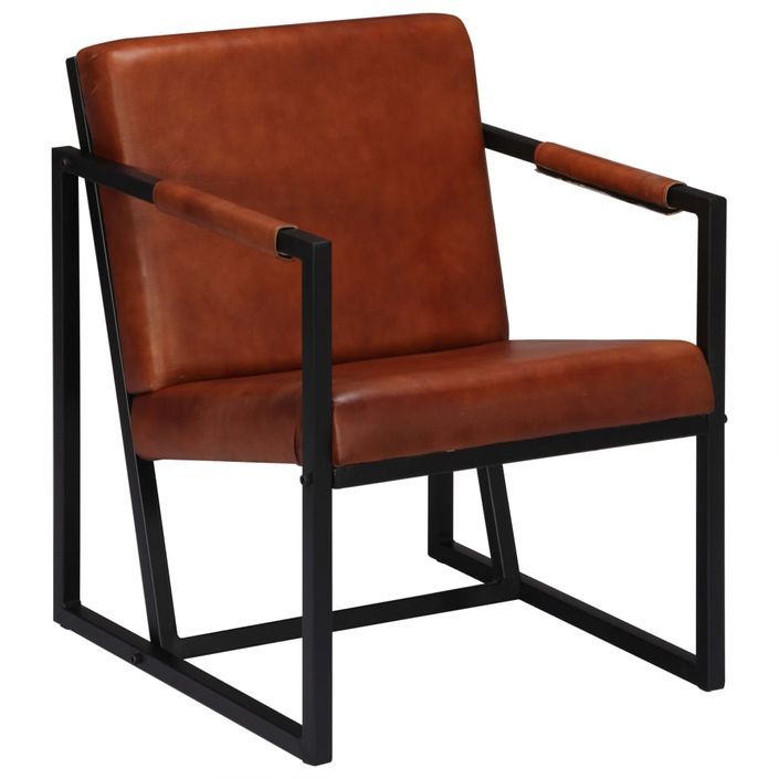 Fauteuil Marron Cuir véritable 9 - Photo n°5