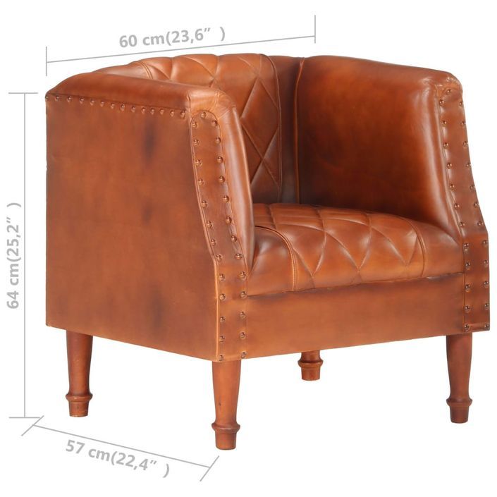 Fauteuil Marron Cuir véritable de chèvre - Photo n°7