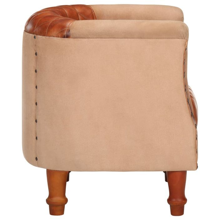 Fauteuil Marron Cuir véritable et bois de manguier massif 2 - Photo n°5