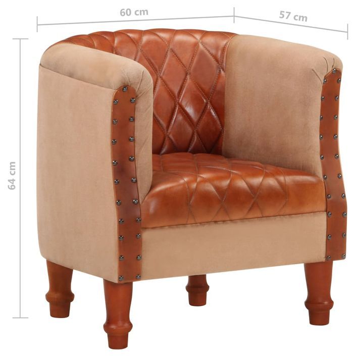 Fauteuil Marron Cuir véritable et bois de manguier massif 2 - Photo n°8