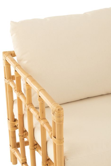 Fauteuil Meliza avec coussin en tissu et rotin - Finition naturelle et blanche - Photo n°9