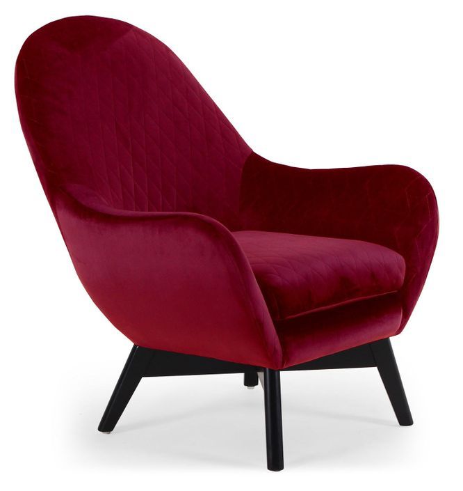 Fauteuil moderne en velours rouge Berlis - Photo n°1