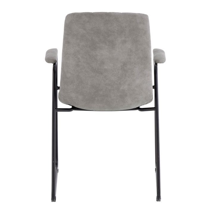 Chaise tissu effet cuir gris clair et pieds métal noir Kliro - Photo n°5