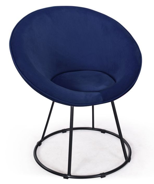 Fauteuil moderne velours bleu Berry - Photo n°1