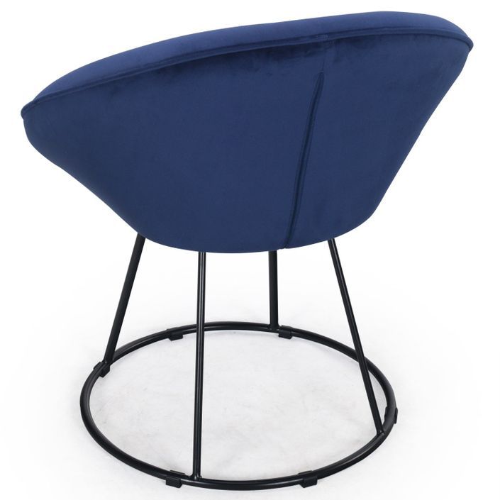 Fauteuil moderne velours bleu Berry - Photo n°3