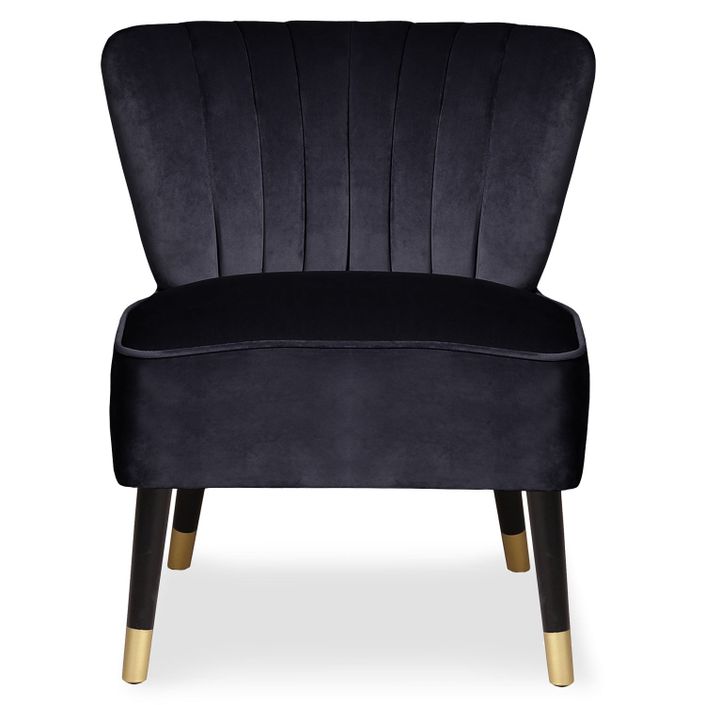 Fauteuil moderne velours noir Paloma - Lot de 2 - Photo n°2