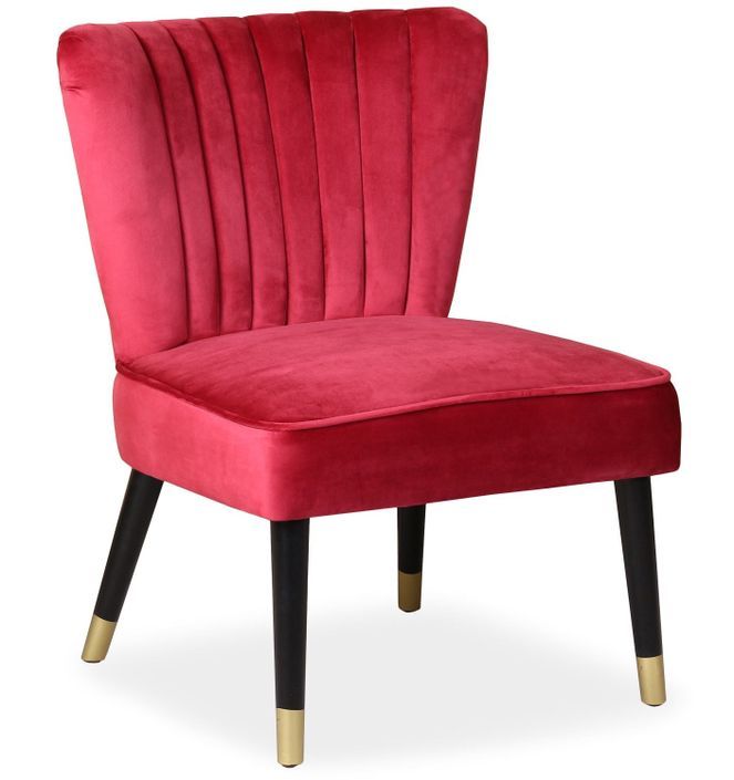 Fauteuil moderne velours rouge Paloma - Photo n°1