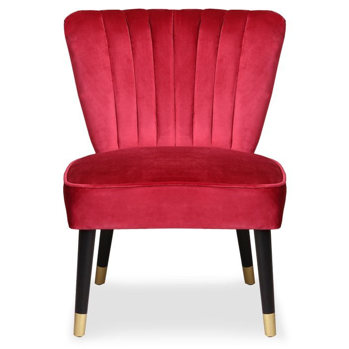 Fauteuil moderne velours rouge Paloma - Photo n°2