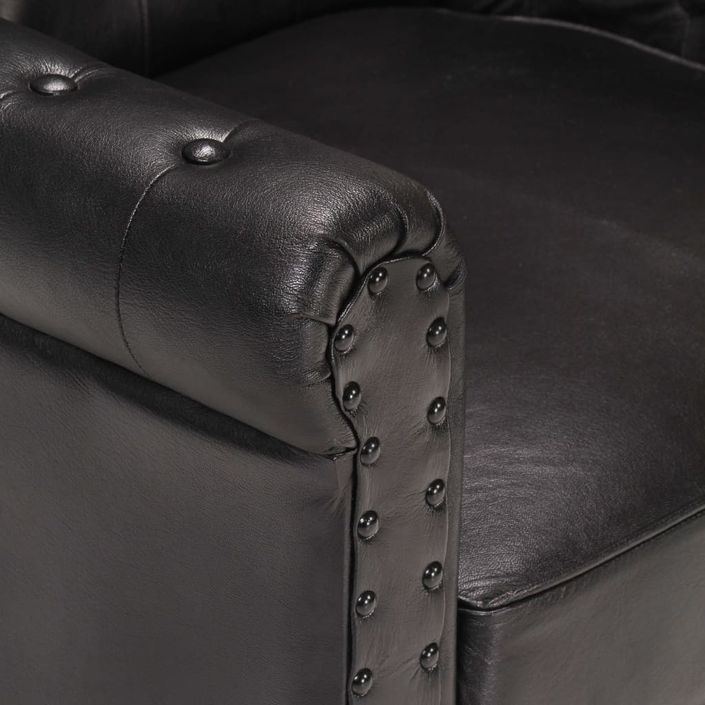 Fauteuil Noir Cuir de chèvre véritable - Photo n°2