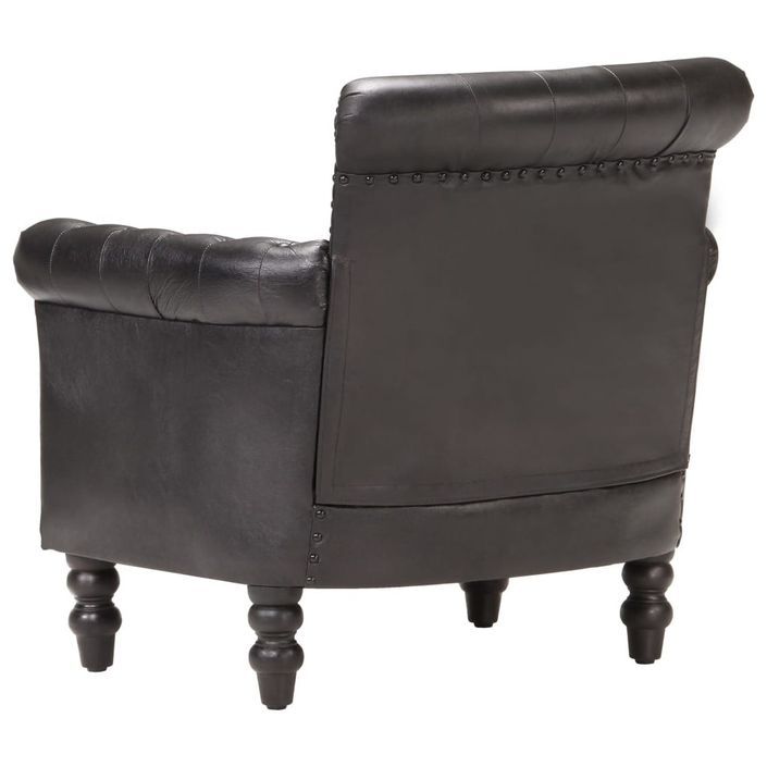 Fauteuil Noir Cuir de chèvre véritable - Photo n°5