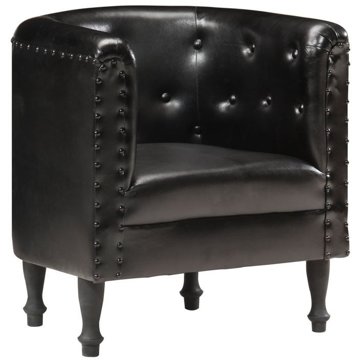 Fauteuil Noir Cuir véritable 8 - Photo n°1