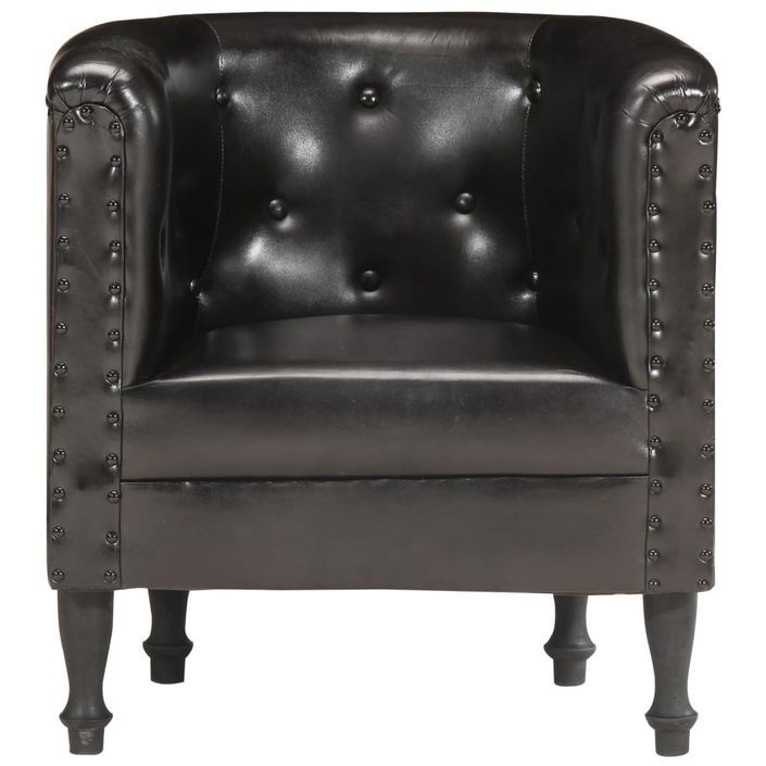 Fauteuil Noir Cuir véritable 8 - Photo n°4