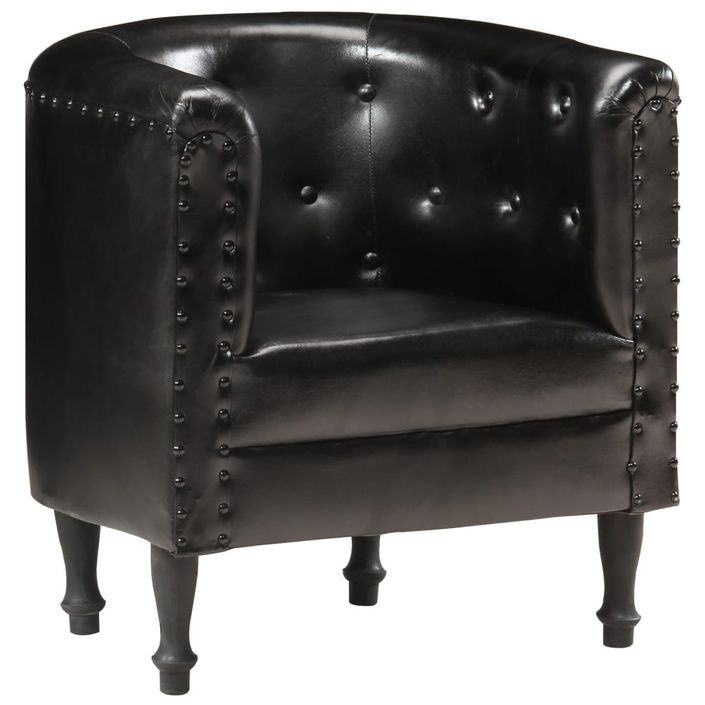 Fauteuil Noir Cuir véritable 8 - Photo n°10