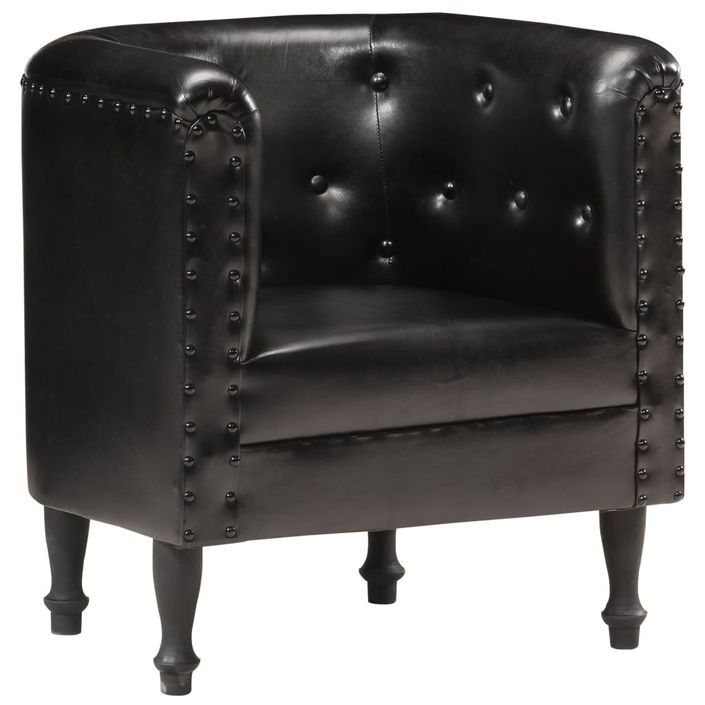 Fauteuil Noir Cuir véritable 8 - Photo n°12