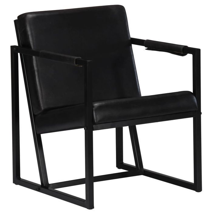 Fauteuil Noir Cuir véritable 5 - Photo n°1