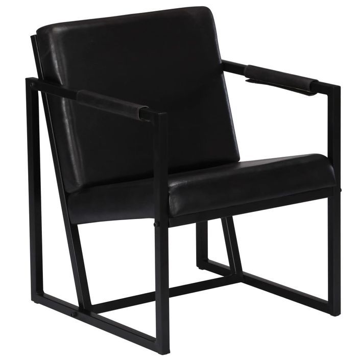 Fauteuil Noir Cuir véritable 5 - Photo n°7