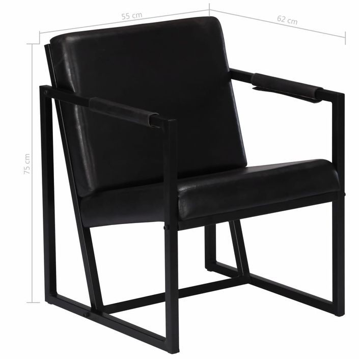 Fauteuil Noir Cuir véritable 5 - Photo n°8