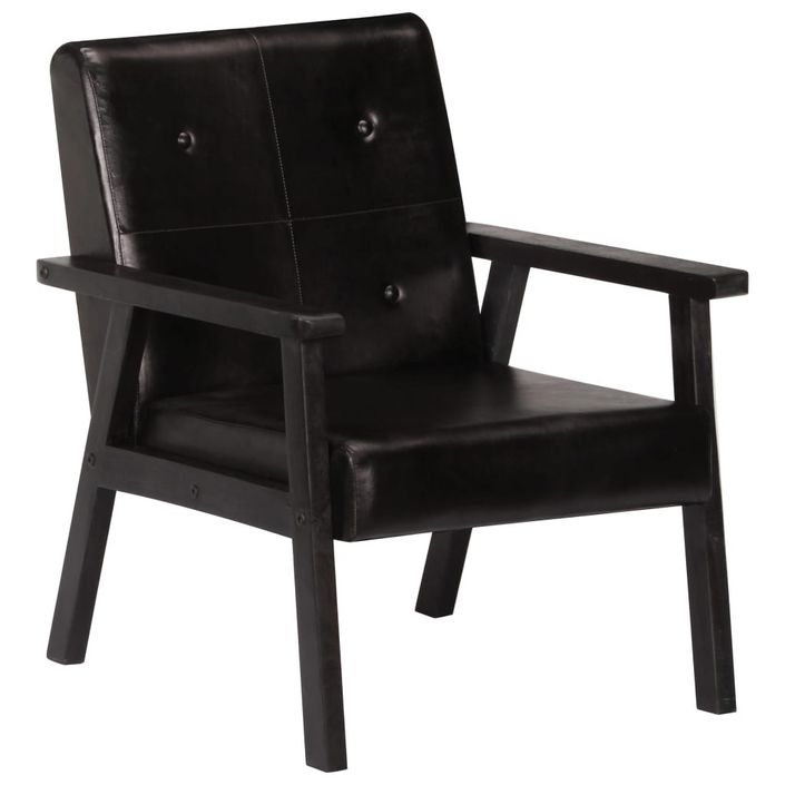 Fauteuil Noir Cuir véritable 4 - Photo n°1