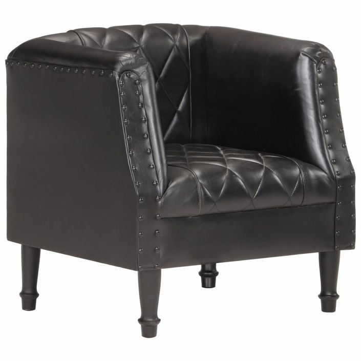 Fauteuil Noir Cuir véritable de chèvre - Photo n°1