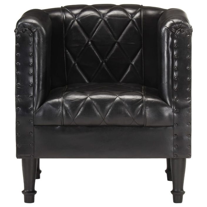 Fauteuil Noir Cuir véritable de chèvre - Photo n°3