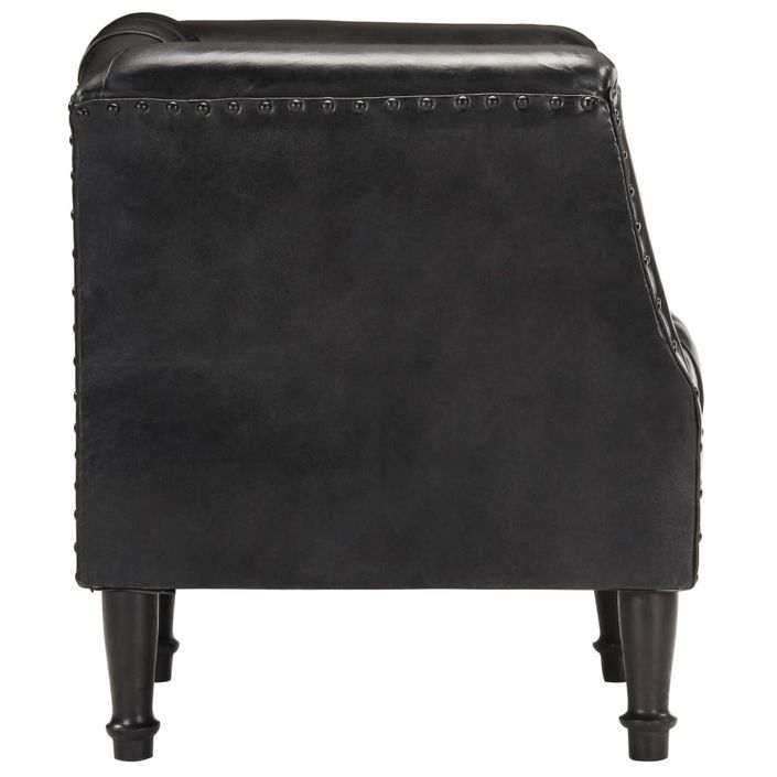 Fauteuil Noir Cuir véritable de chèvre - Photo n°4