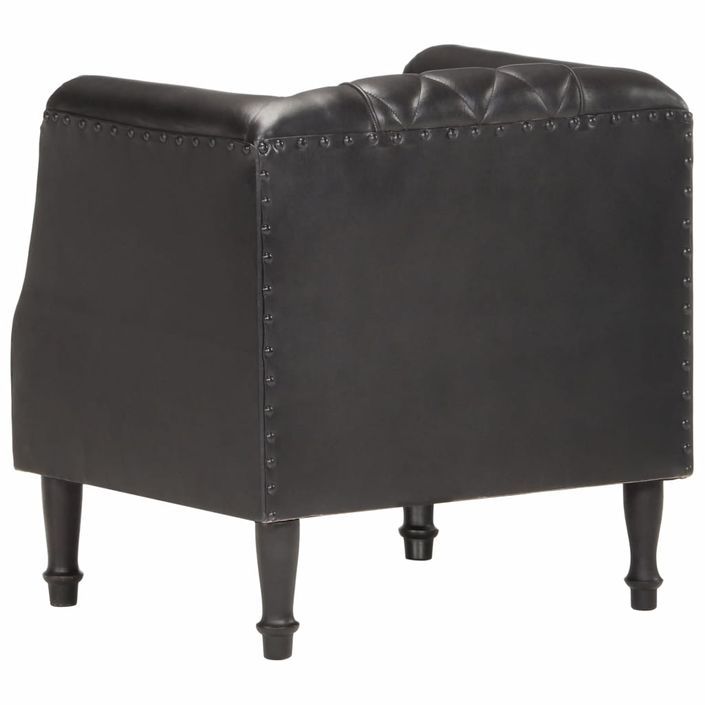 Fauteuil Noir Cuir véritable de chèvre - Photo n°5