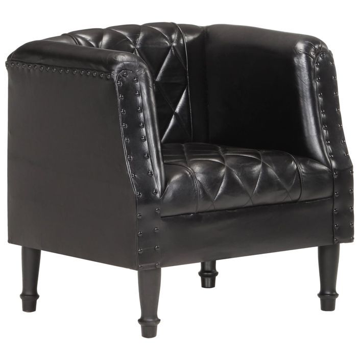 Fauteuil Noir Cuir véritable de chèvre - Photo n°8