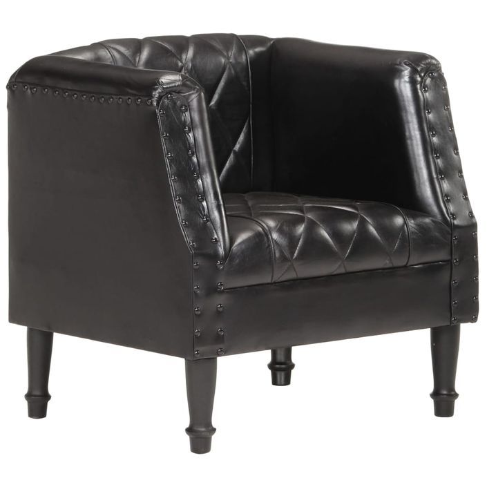 Fauteuil Noir Cuir véritable de chèvre - Photo n°9