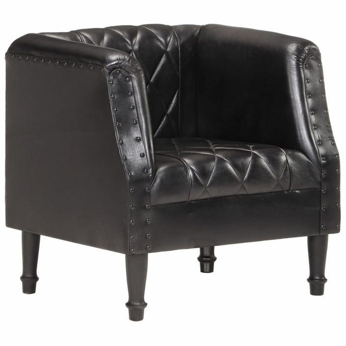 Fauteuil Noir Cuir véritable de chèvre - Photo n°10