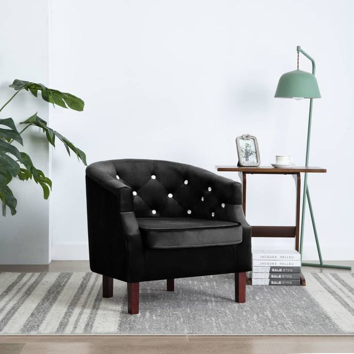 Fauteuil Noir Velours - Photo n°1