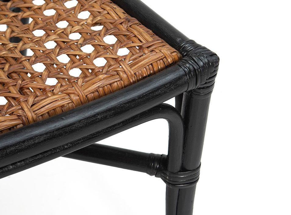 Fauteuil osier naturel et bois noir Rama - Photo n°4