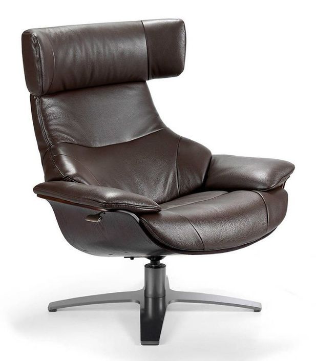 Fauteuil pivotant cuir et pieds acier inoxydable Alavy - Photo n°1