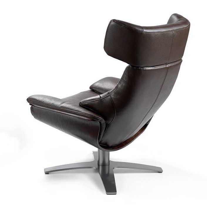 Fauteuil pivotant cuir marron avec mécanisme relax du dossier inclinable - Photo n°2