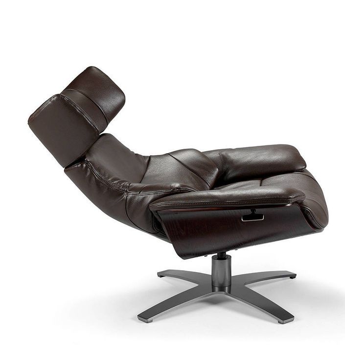 Fauteuil pivotant cuir marron avec mécanisme relax du dossier inclinable - Photo n°4